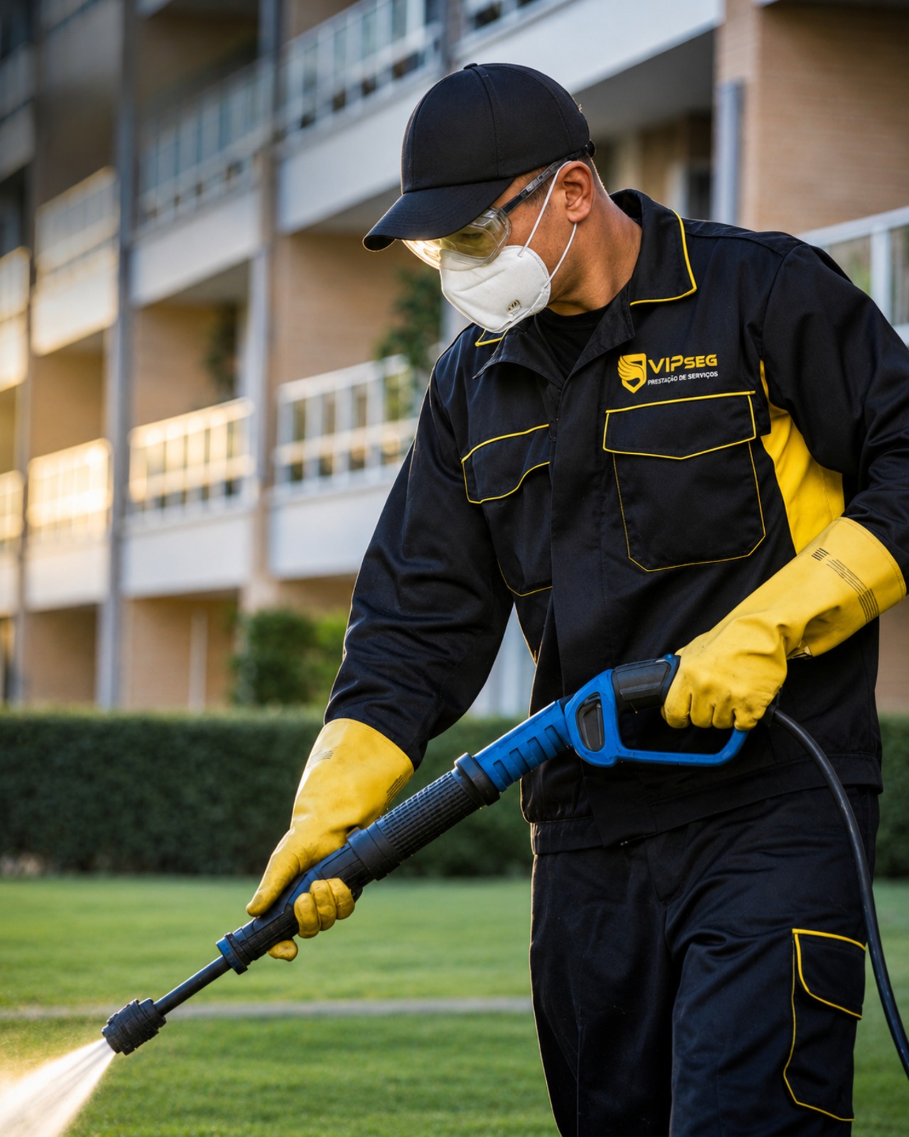 Profissional VIPSEG em operação de higienização